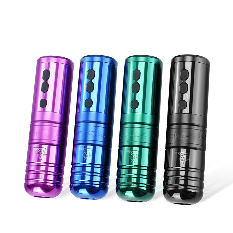 THUNDERLORD POWER U8 wireless tattoo pens, multi-color options for tattoo artists: black, green, blue, purple.