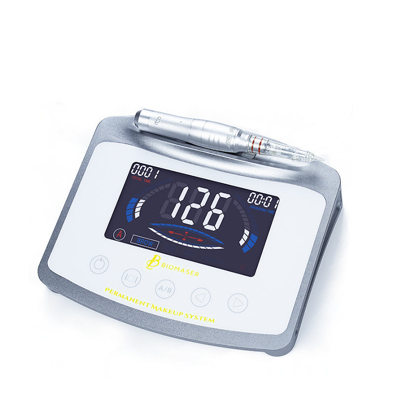 Biomaser X1 Permanent Makeup Machine with handpiece, digital display, for eyebrow, lip, and skin management