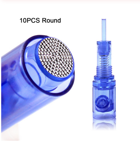 BMX MTS microneedling cartridge needles, round, blue, 10PCS. Professional permanent makeup tools for PMU machine.