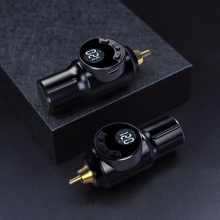 Thunderlord Power DC001 Wireless Tattoo Power Supply with digital display, black tattoo machine, tattoo equipment.