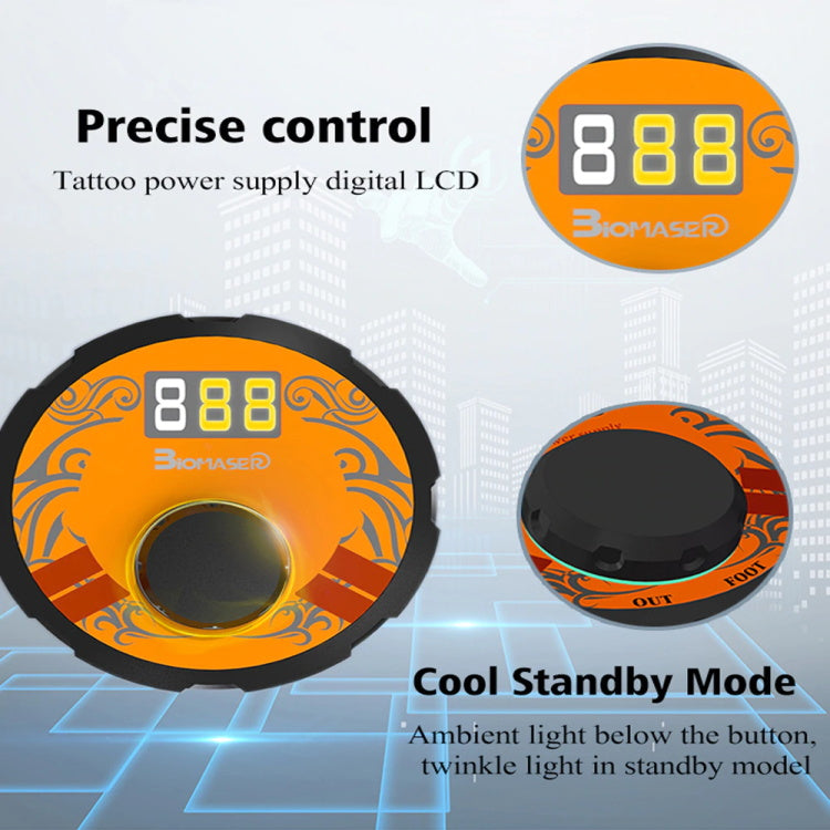 Biomaser Thunderlord TPN026 Tattoo Power Supply with digital LCD display, featuring precise control and cool standby mode