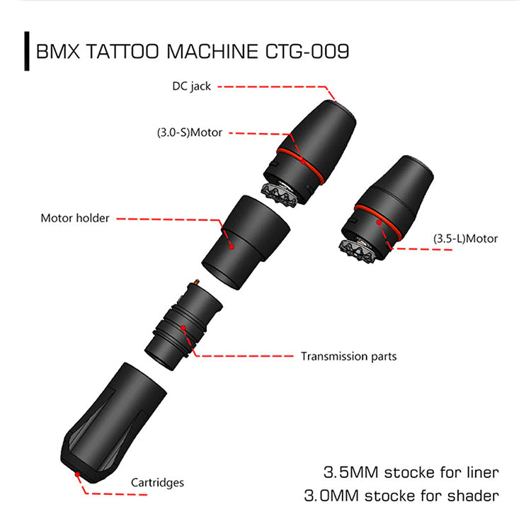 ThunderlordPower Tattoo Pen Machine Double Motor 3.5mm/3.0mm Strock Rotary pen CTG009