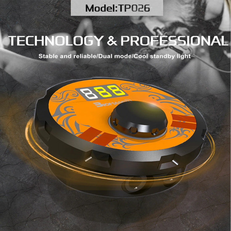 TPN026 tattoo power supply, digital display, black and orange, dual mode, Biomaser tattoo equipment
