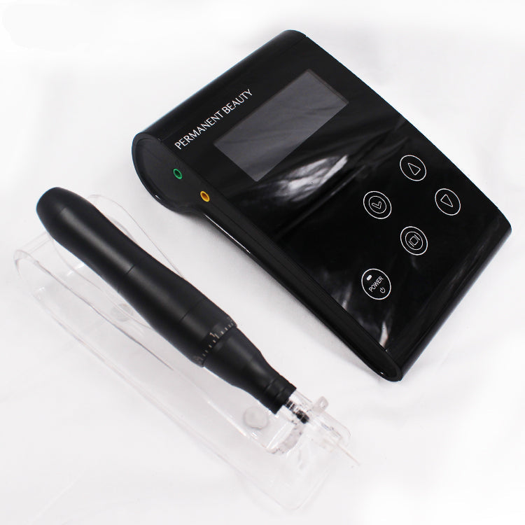 BMX P500 Permanent Makeup Machine Kit - Black digital PMU machine with power supply, screw cartridge needles, and display.