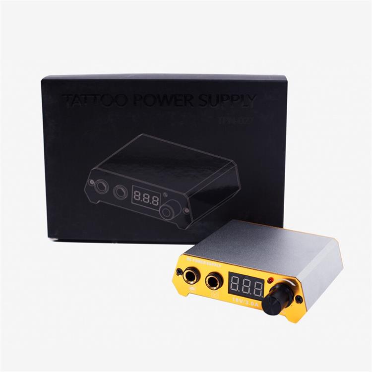 Thunderlord Power TPN027 tattoo power supply, gold and silver design, digital display, 18V/3.0A, tattoo equipment