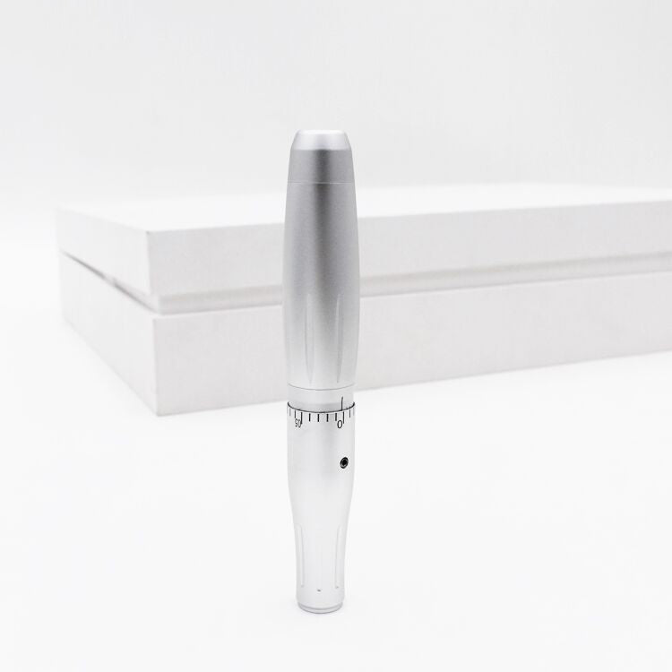 Silver CNC aluminum BMX digital microblading eyebrow tattoo pen for permanent makeup, adjustable settings