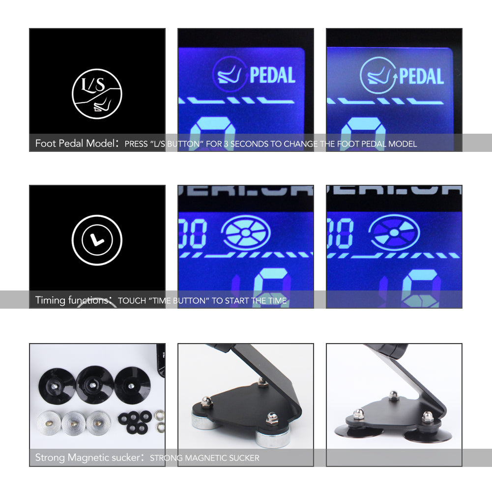 TP-5 Tattoo Power Supply features: Foot Pedal Model, Timing Functions, Magnetic Sucker. Tattoo equipment.