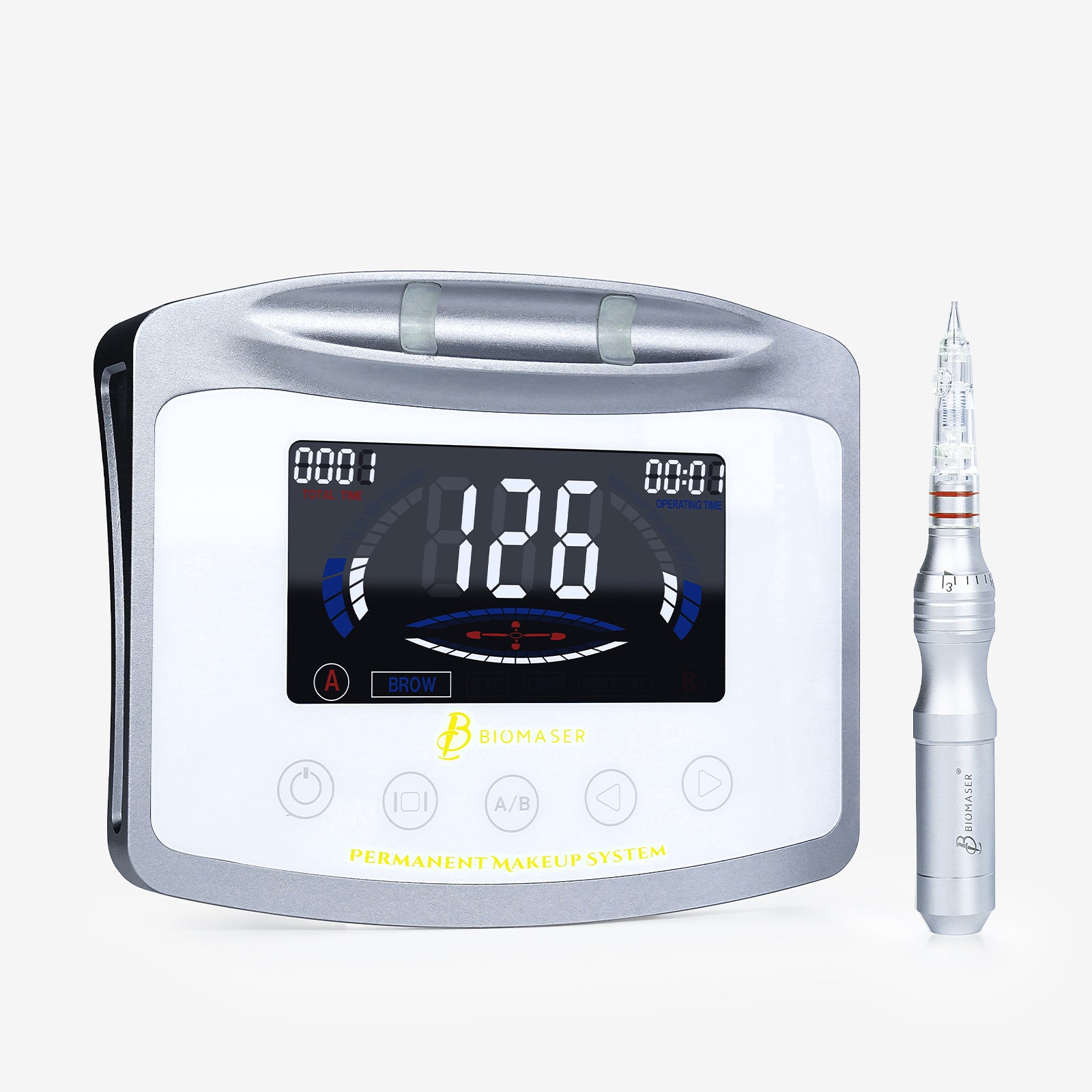 Biomaser X1 PMU machine with digital display and handpiece, for eyebrow tattoo, professional tattoo equipment
