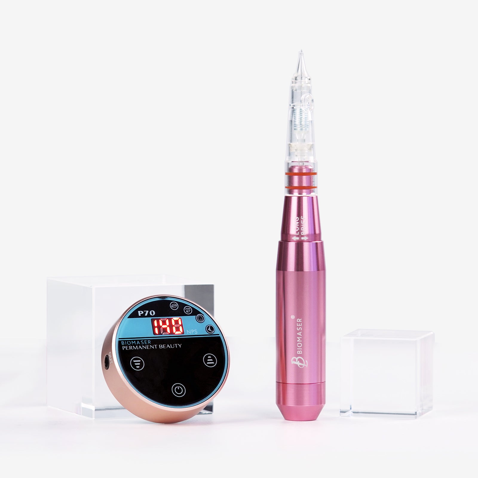 Biomaser P70 Mini PMU Machine Kit - Professional permanent makeup machine with digital control, rose gold and black colors