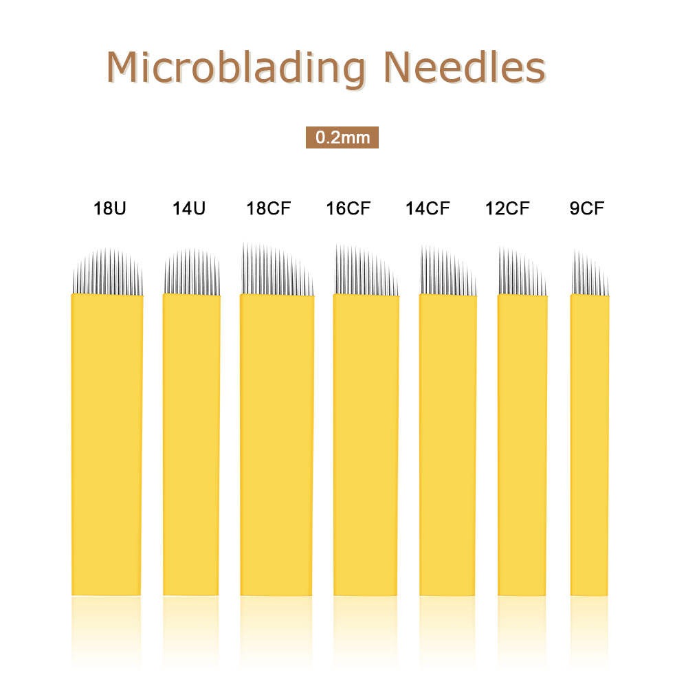Microblading needles Dia. 0.20mm, various sizes for eyebrow tattoo, flexible and elastic, professional tattoo equipment.