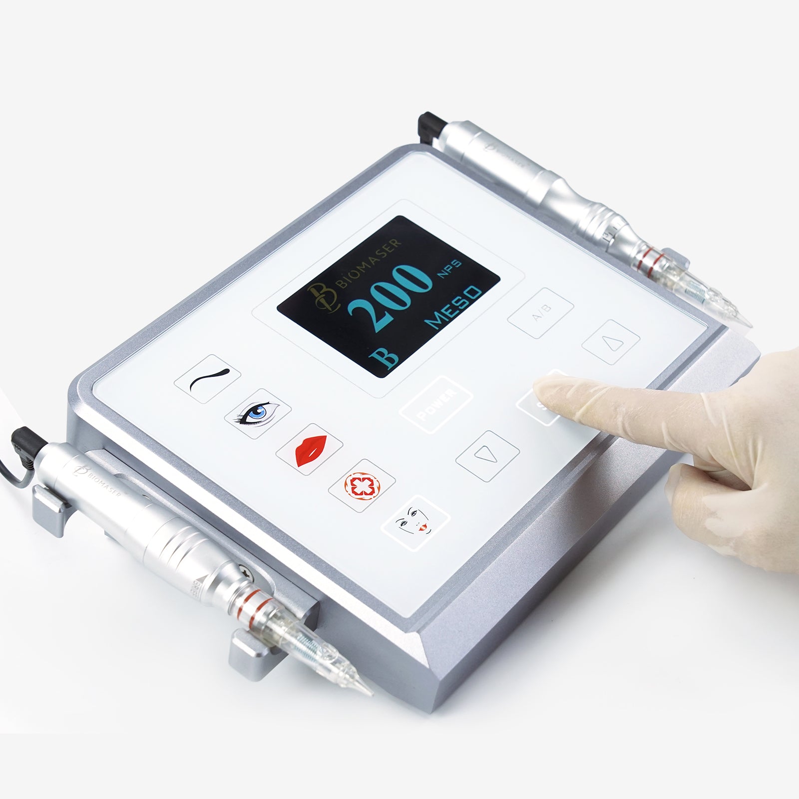 Biomaser P1 PMU machine kit with touch screen and handpieces, tattoo equipment, cosmetic tattoo.