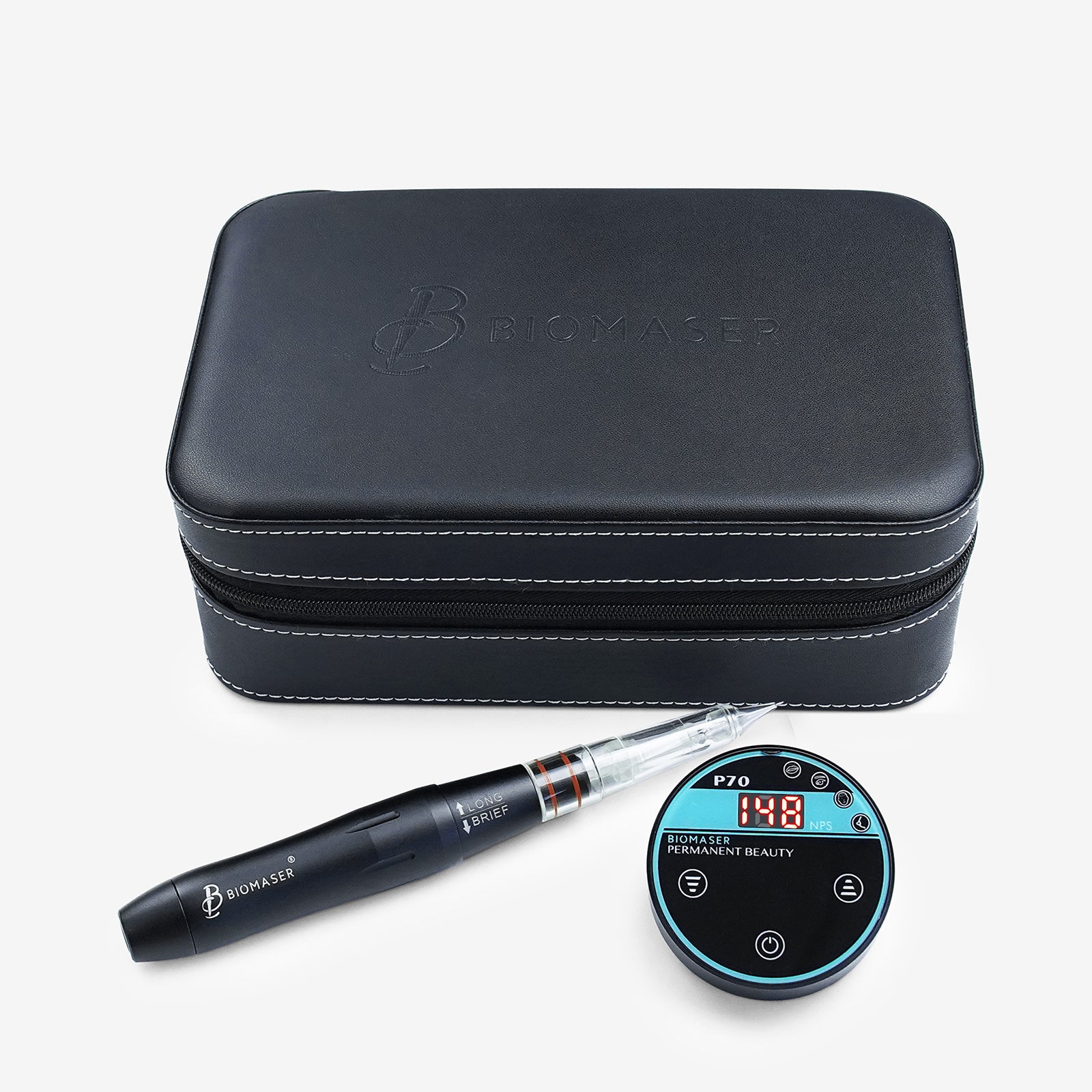 Biomaser P70 Mini PMU machine kit with digital control panel and handpiece for professional permanent makeup