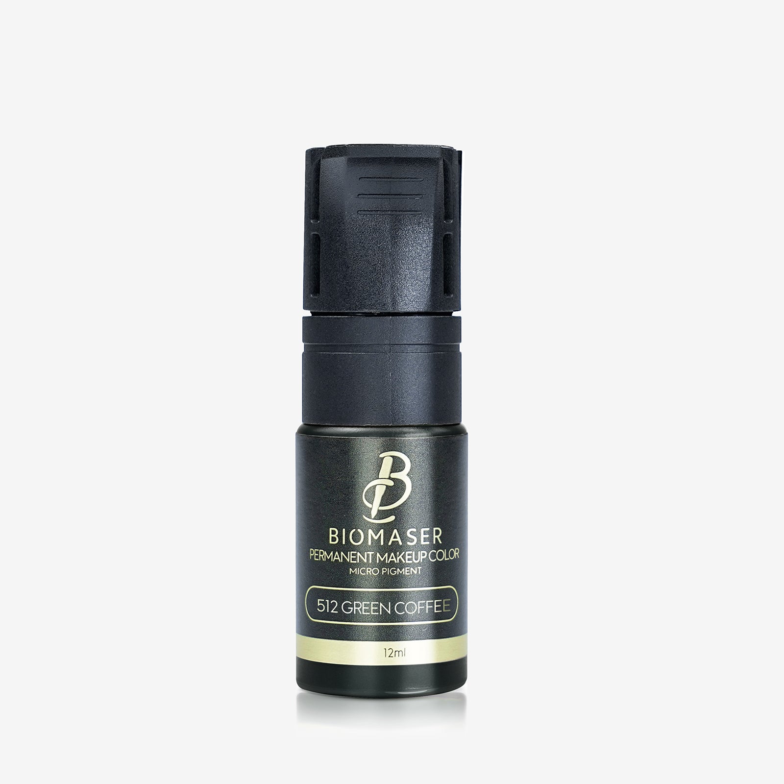 Biomaser 512 Green Coffee permanent makeup pigment, 12ml. Neutralizes red tones for microblading and permanent makeup.