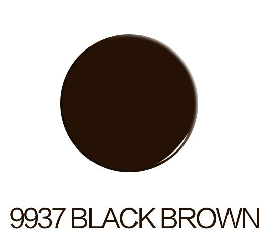 Maser 9937 Black Brown tattoo pigment ink swatch for microblading and permanent makeup, dark brown color.