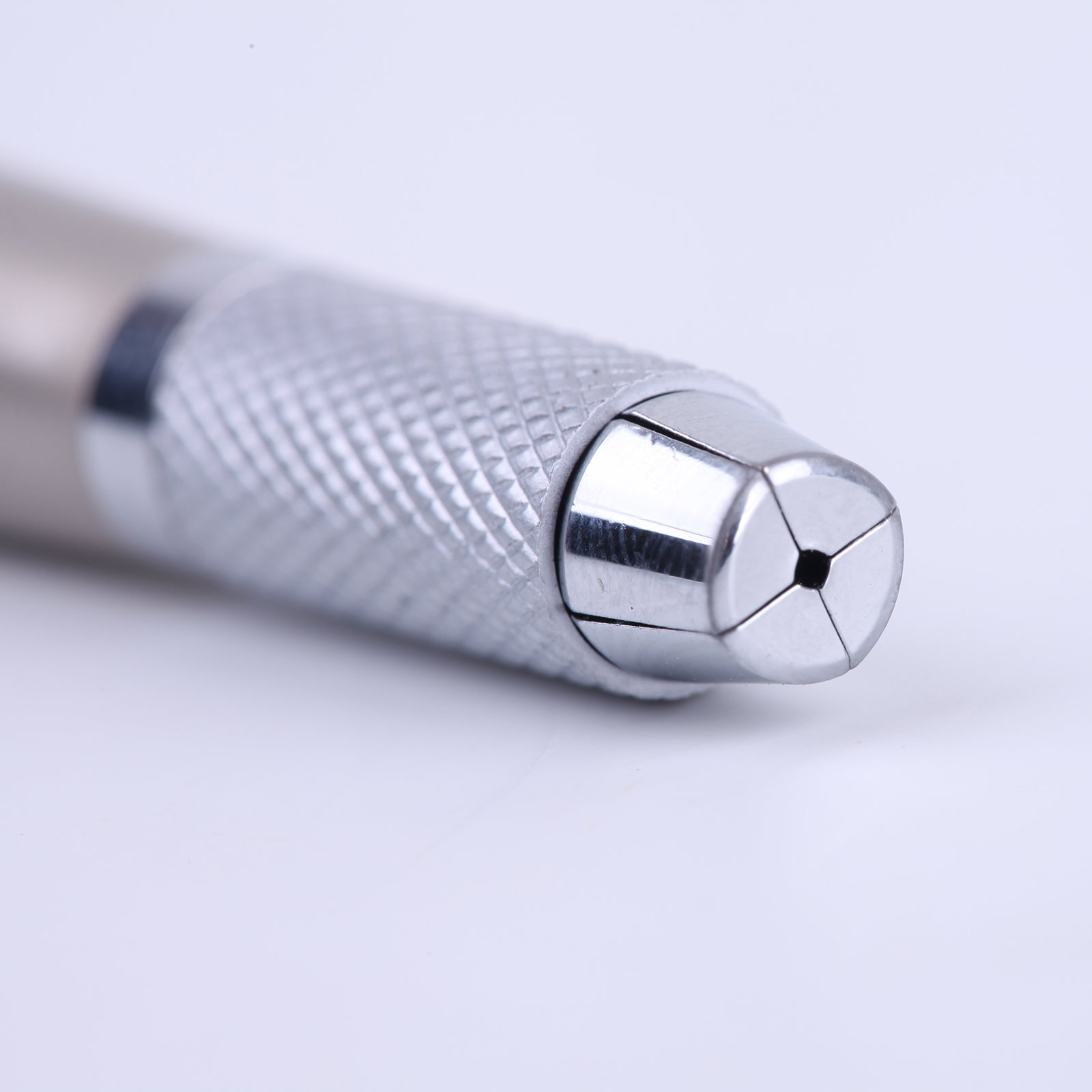 Microblading pen detail, stainless steel with threaded head for professional tattoo use, tattoo equipment