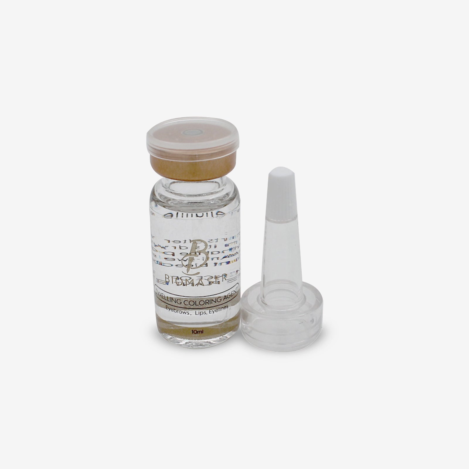 Biomaser Swelling Coloring Agent for PMU, transparent glass vial, for eyebrows, lips, and eyelines, 10ml tattoo supplies