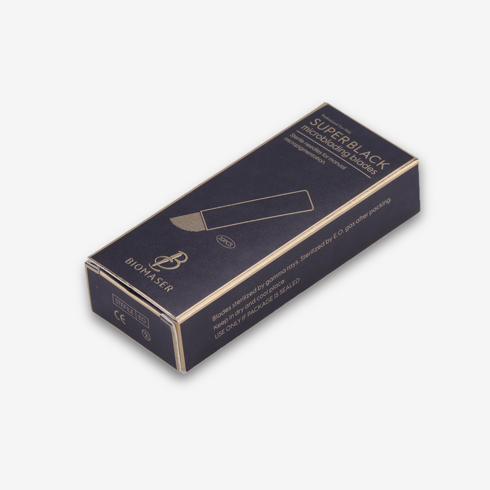 Biomaser Super Black microblading blades box, sterile needles for permanent makeup, professional PMU supplies, 20pcs pack