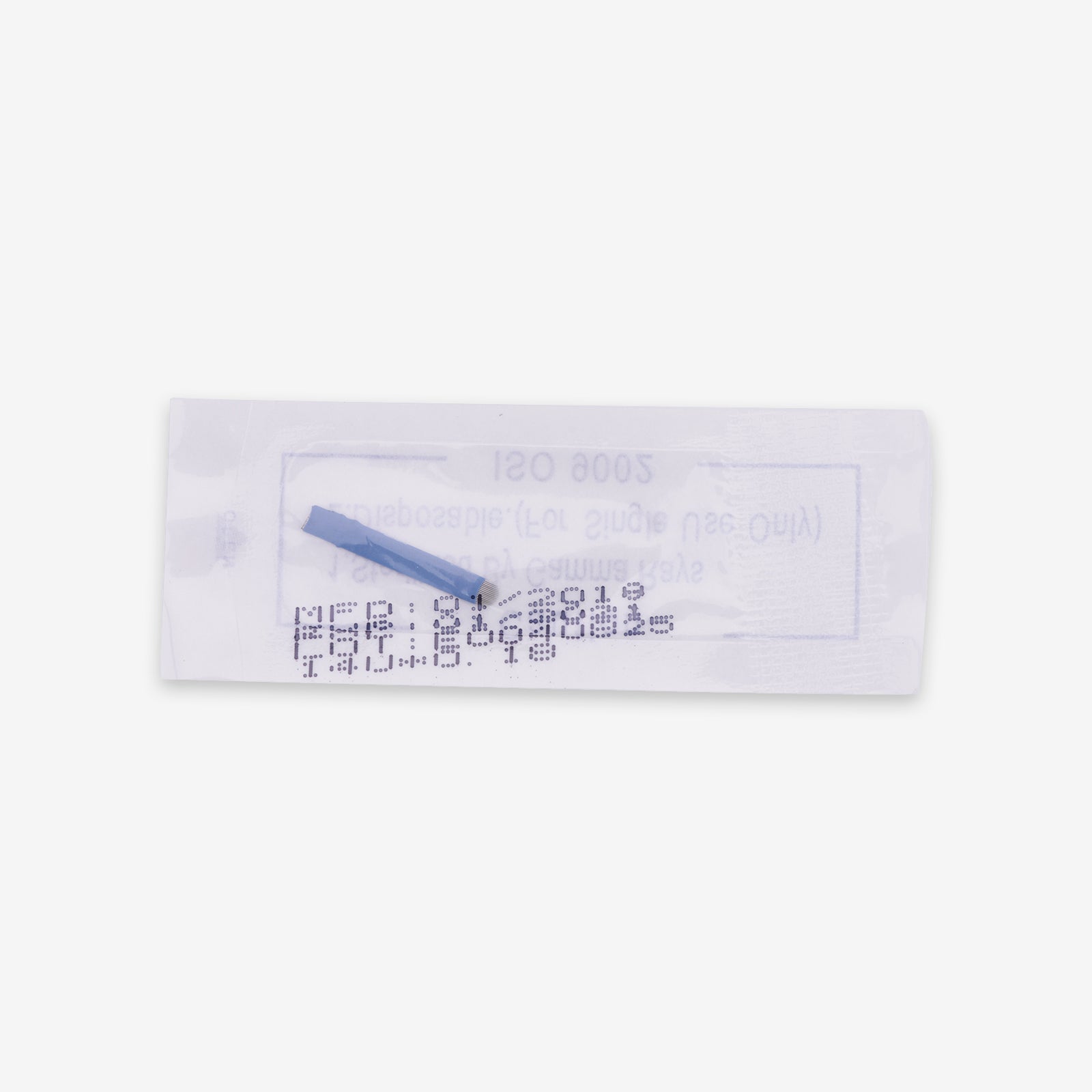 Disposable 0.18mm microblading eyebrow tattoo needle in sterile packaging. Professional tattoo supplies.
