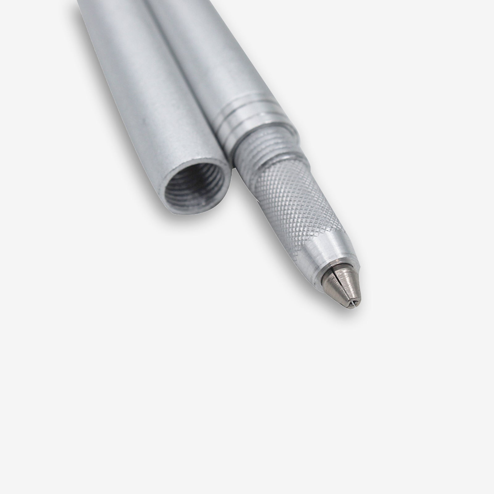 Silver microblading pen with textured grip, professional tattoo equipment for eyebrow embroidery and permanent makeup.