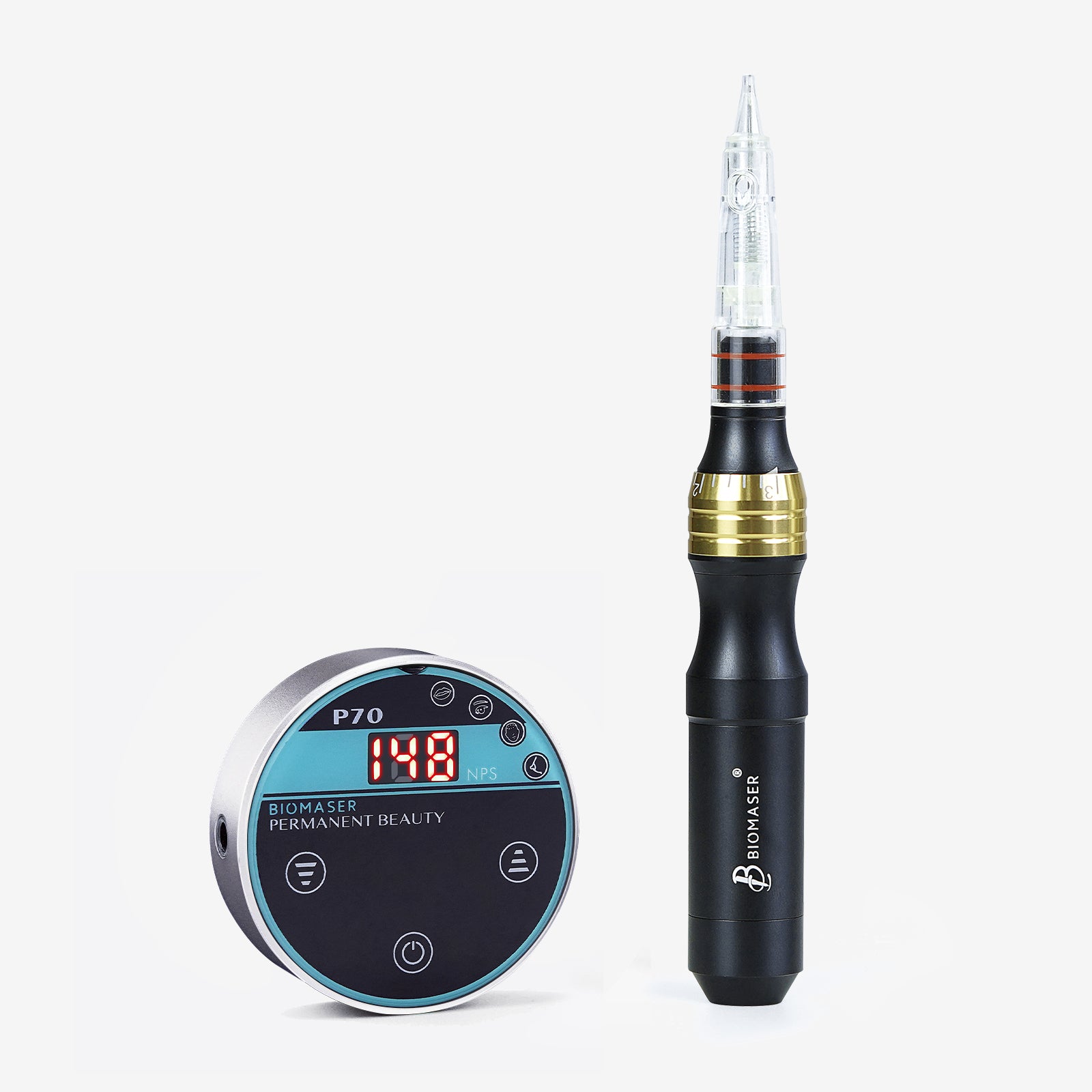 Biomaser P70 Mini PMU Machine Kit - Professional permanent makeup machine for eyebrows and lips, with digital display