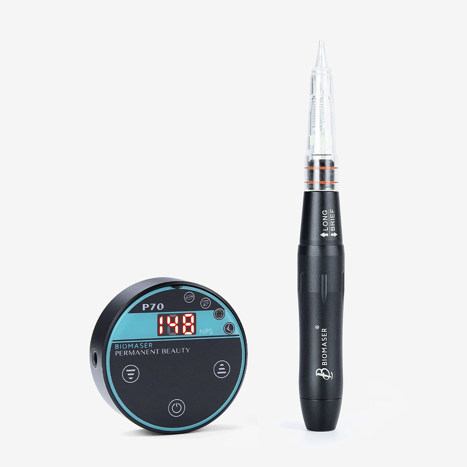 Biomaser P70 permanent makeup machine kit, black pen and digital control, professional tattoo equipment