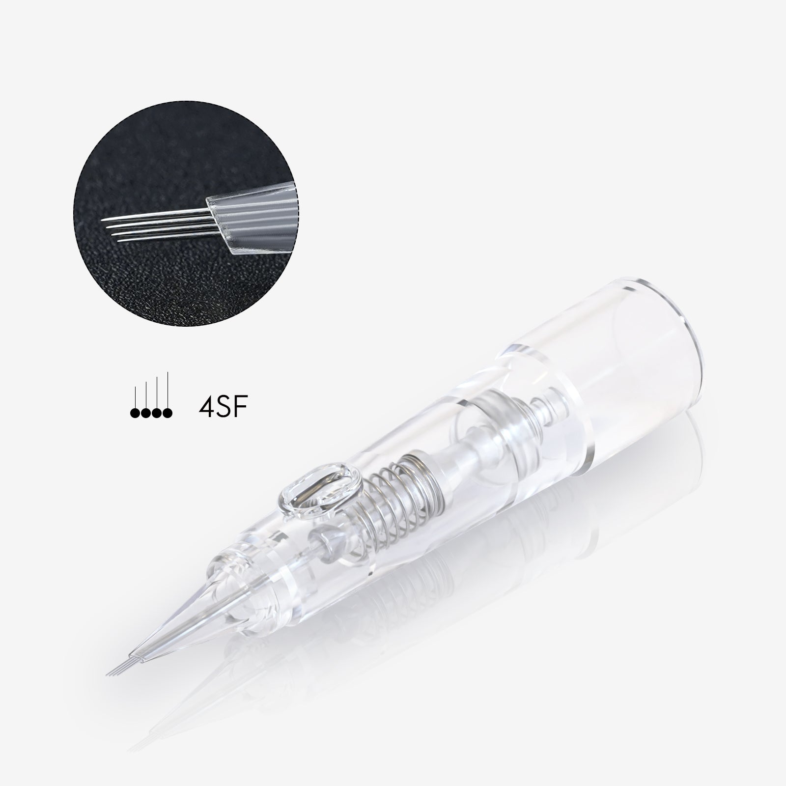 Biomaser 4SF Slop Flat PMU Cartridge Needle - Professional tattoo supplies for permanent makeup, clear cartridge.