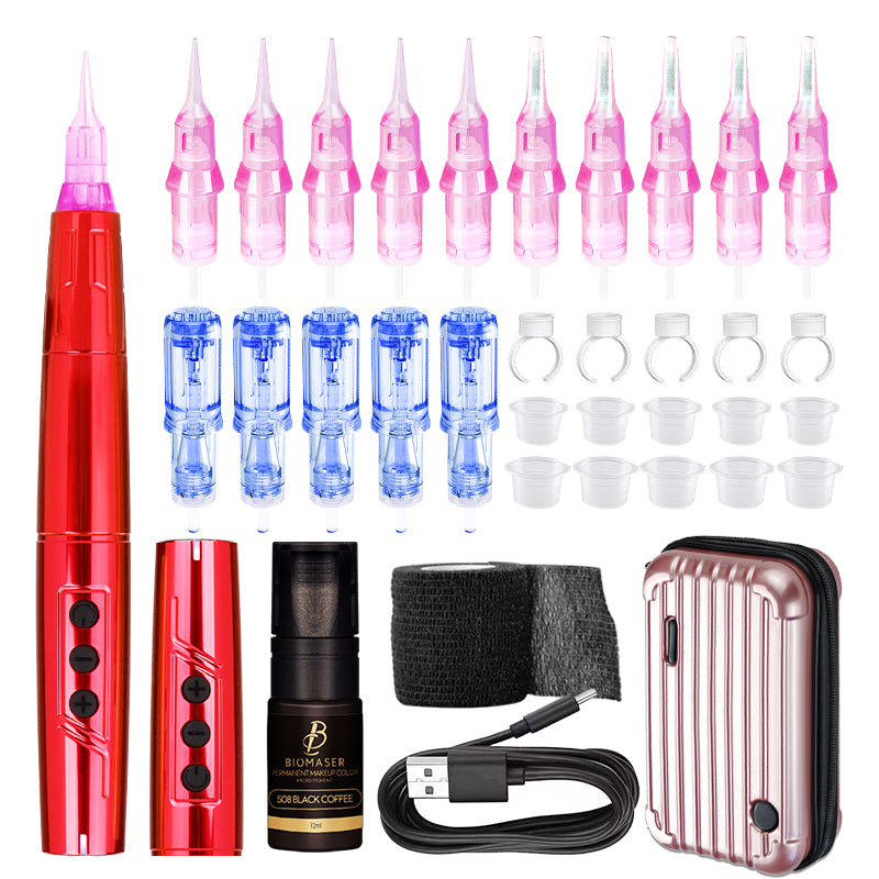 Biomaser TP006 PMU Kit - Wireless PMU machine, needles, ink, and supplies for professional permanent makeup.