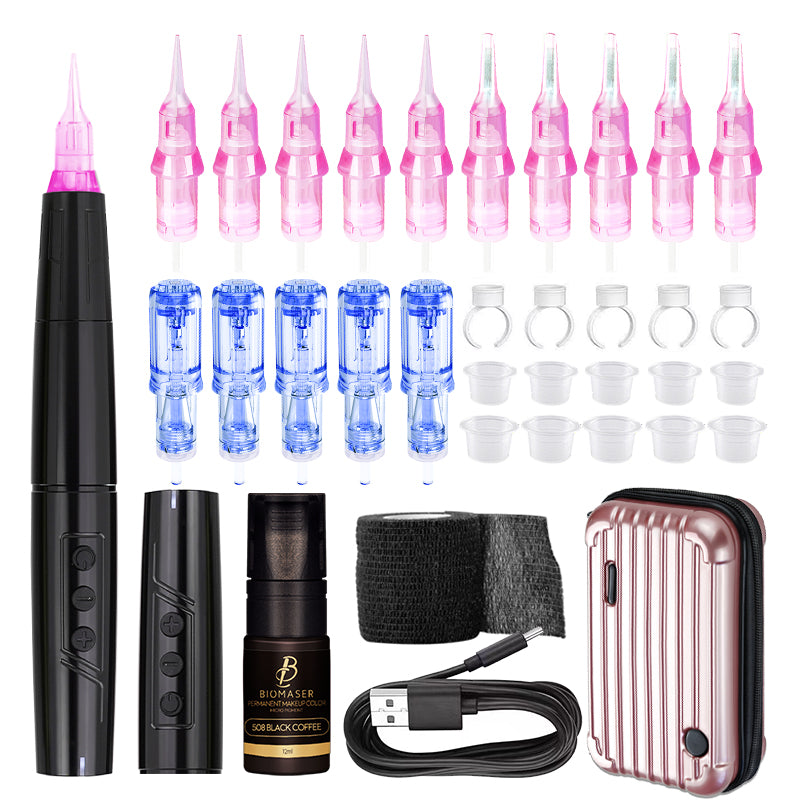 Biomaser TP006 Professional PMU Kit: Wireless machine, cartridges, ink, and supplies for permanent makeup artists