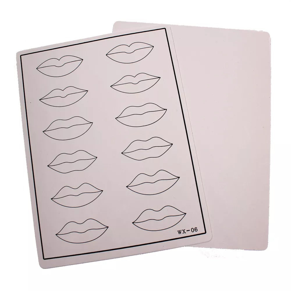 Lip microblading practice skin sheets with lip outlines, tattoo supplies for beginners. Includes WX-06 code.