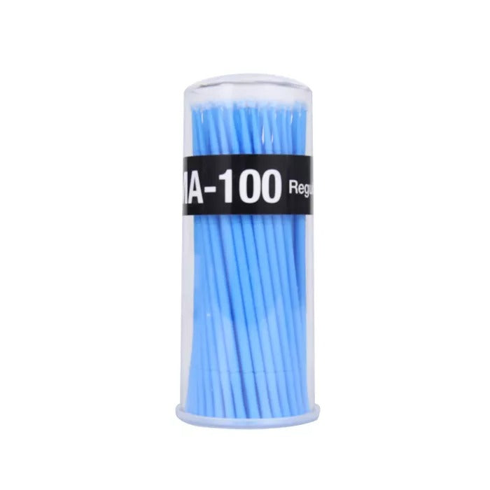Blue A-100 micro applicator brushes, perfect for eyelash extension and precise application of eyelash conditioner.