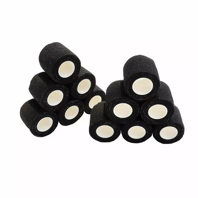 Tattoo Grip Cover Wrap Random Color 5pcs 2” x 5 Yards Black Disposable Cohesive Tattoo Grip Tape Wrap