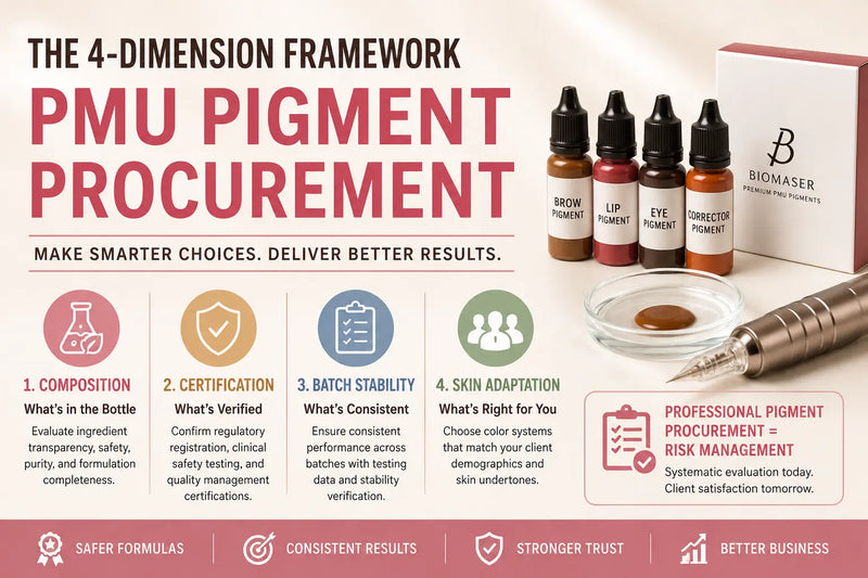 PMU Pigment Procurement Framework: Four-Dimensional Evaluation of Composition, Certification, Batch Stability, and Skin Adaptation