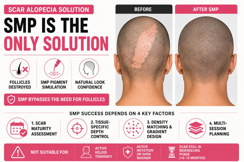 Scar Alopecia SMP Visual Restoration: Pigment Density Matching and Scar Tissue Protocols