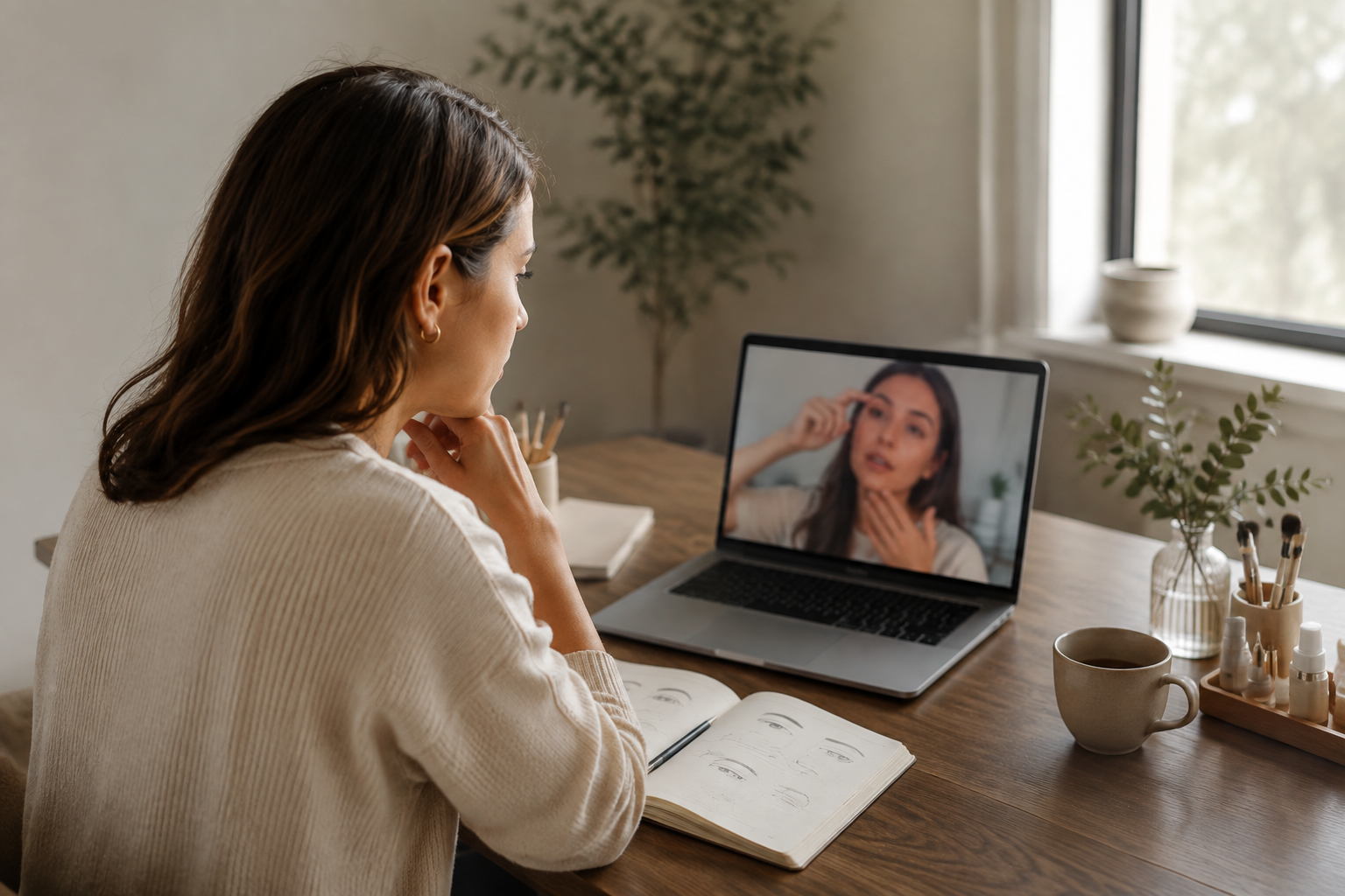 Editorial scene representing Virtual Consultations for PMU: What Translates, What Doesn\'t