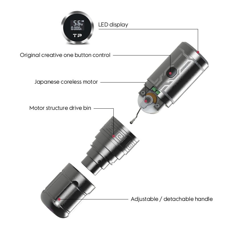 Brushless Motor Wireless adjustable stroke tattoo permanent makeup Machine K6031
