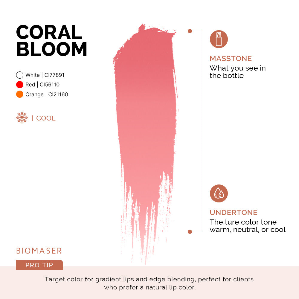 BiomaserPowder PMU Pigment Ink for Lips，Coral Bloom | Coral Pink