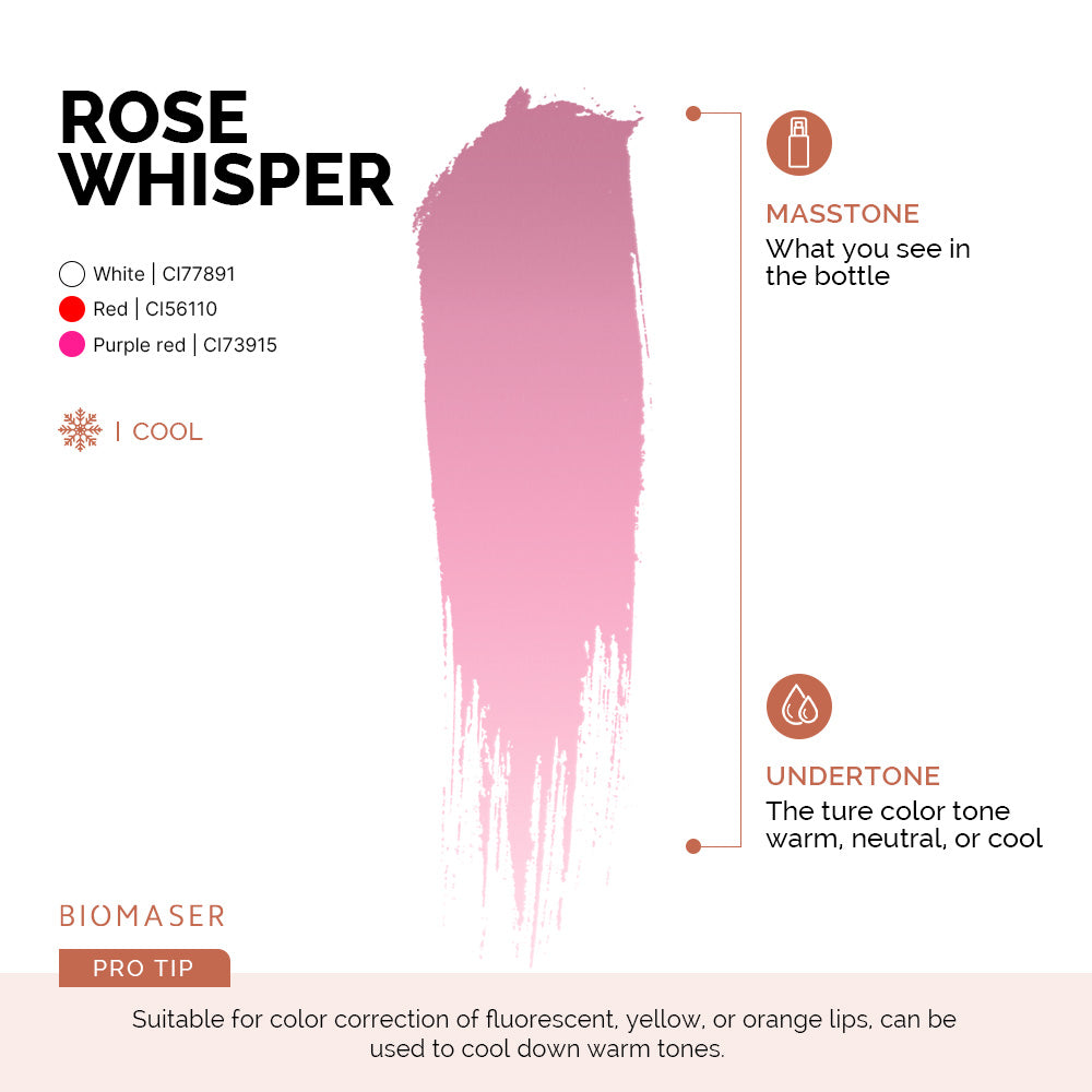 BiomaserPowder PMU Pigment Ink for Lips, Rose Whisper | Light Rose Pink