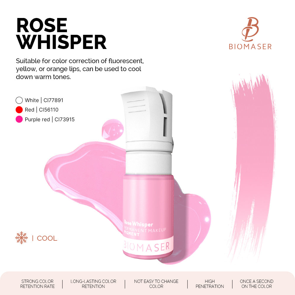 BiomaserPowder PMU Pigment Ink for Lips, Rose Whisper | Light Rose Pink