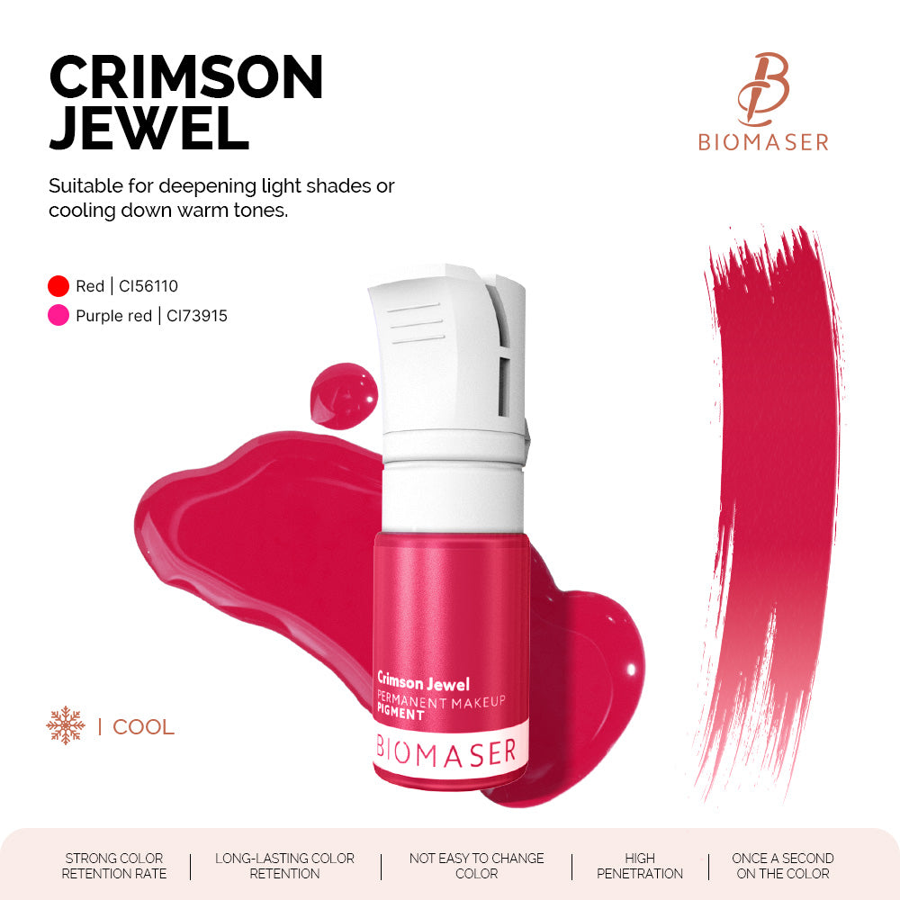 BiomaserPowder PMU Pigment Ink for Lips, Crimson Jewel | Garnet Red