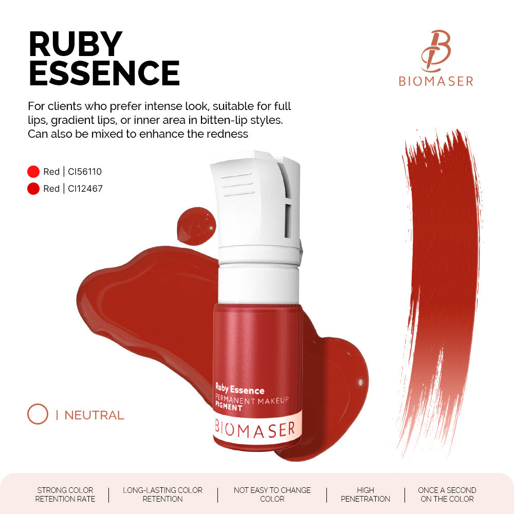 BiomaserPowder PMU Pigment Ink for Lips, Ruby Essence | Inner Red