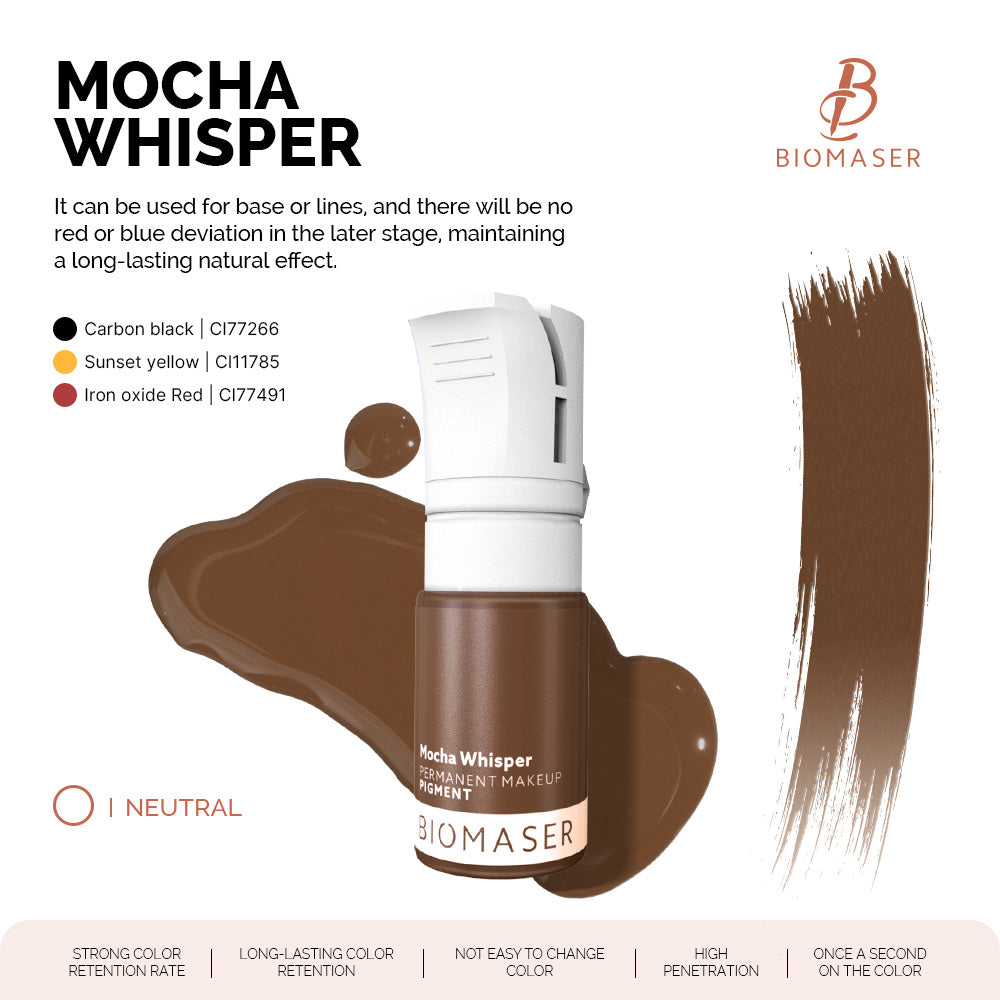 Biomaser Powder PMU Pigment Ink for Eyebrows, Mocha Whisper | Latte Brown