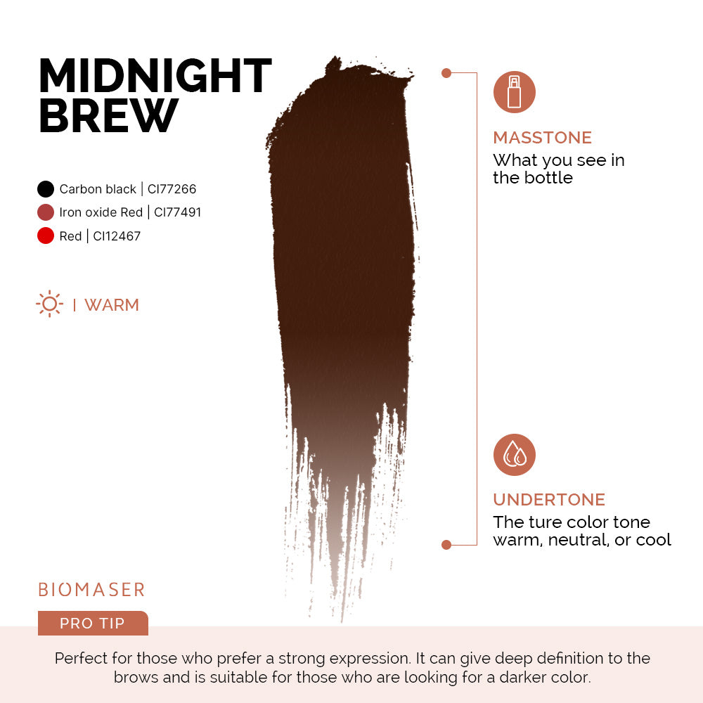 Biomaser Powder PMU Pigment Ink for Eyebrows, Midnight Brew | Espresso Brown