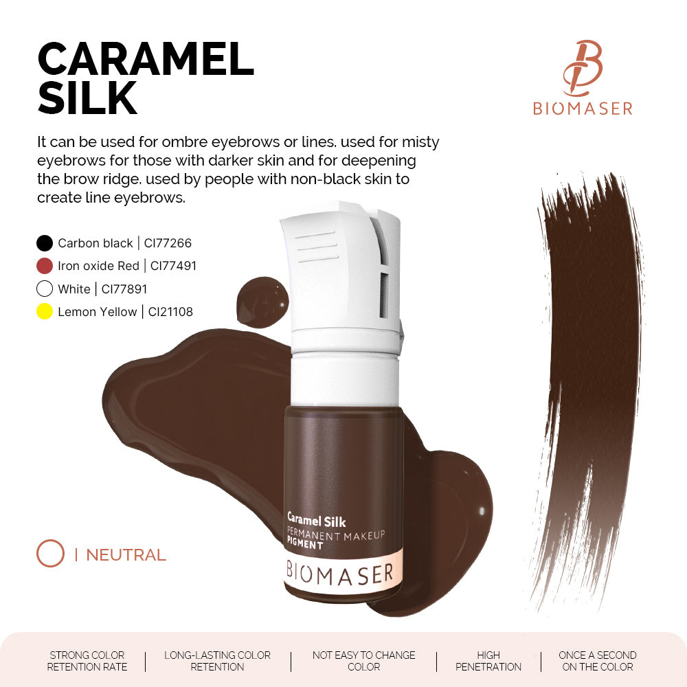 Biomaser Powder PMU Pigment Ink for Eyebrows, Caramel Silk | Toffee Brown