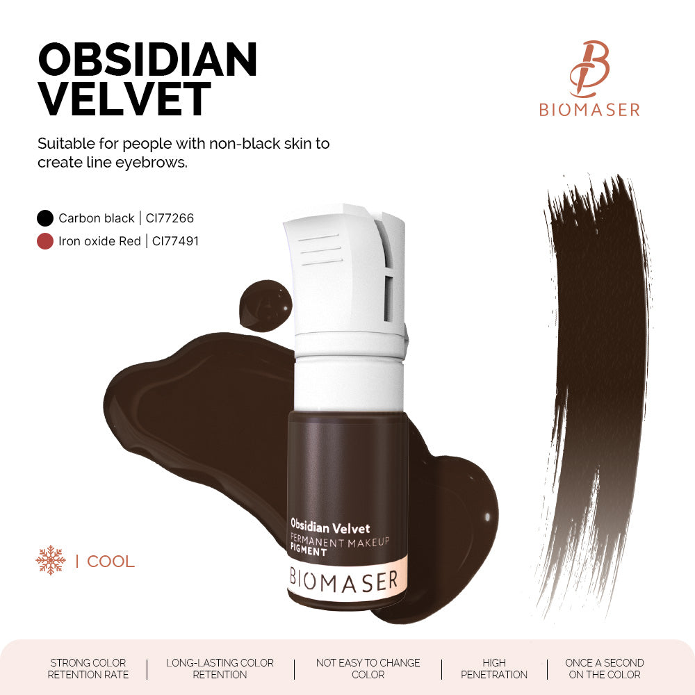 Biomaser Powder PMU Pigment Ink for Eyebrows, Obsidian Velvet | Black Brown