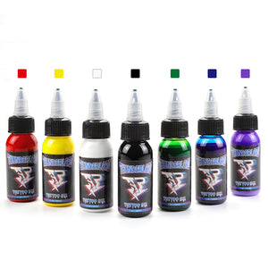Thunderlordpower Tattoo Ink kit, 7 colors, 1oz bottles, premium tattoo ink for professional artists.