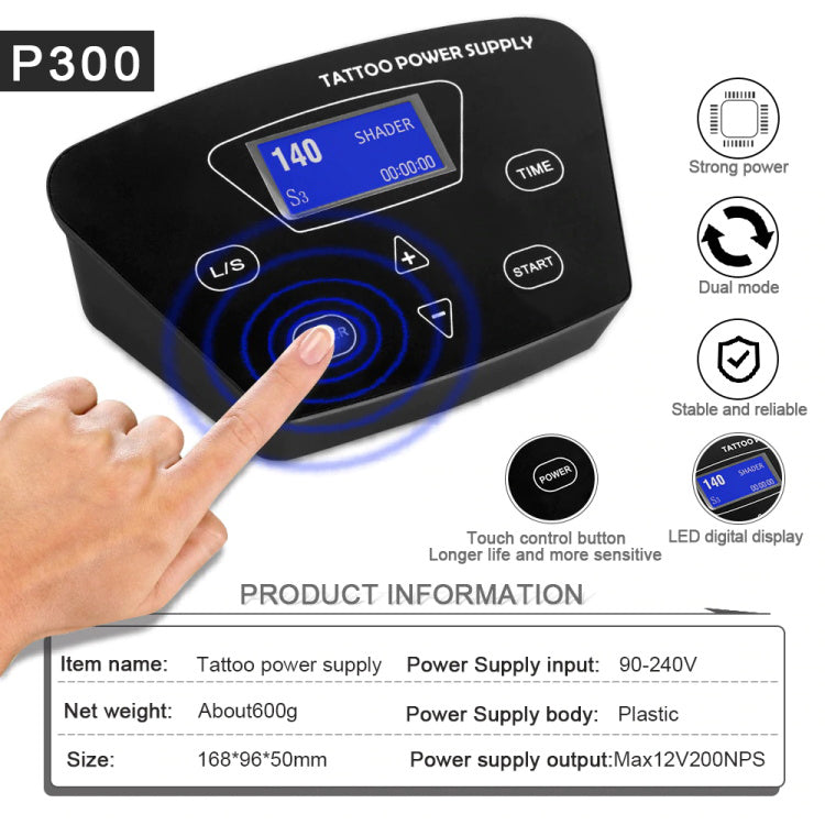 Touch Screen Intelligent Digital LCD Dual Tattoo Machine Power Supply Set ThunderlordPower P300