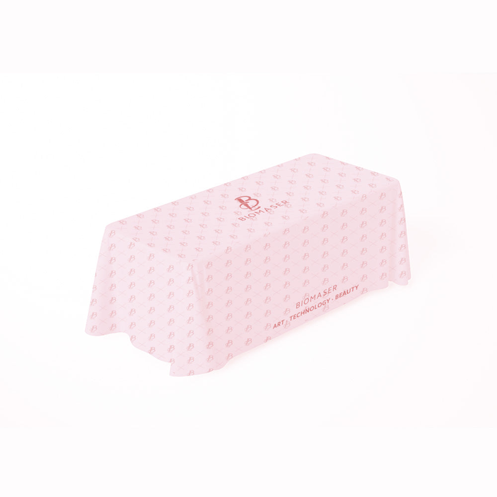 Biomaser Pink Branded Tablecloth - Artistic Elegance for Every Setting