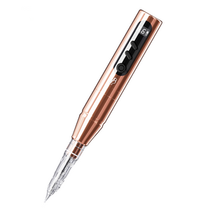 Rose gold Biomaser P3 wireless PMU machine, professional tattoo equipment with digital display and needle cartridge.