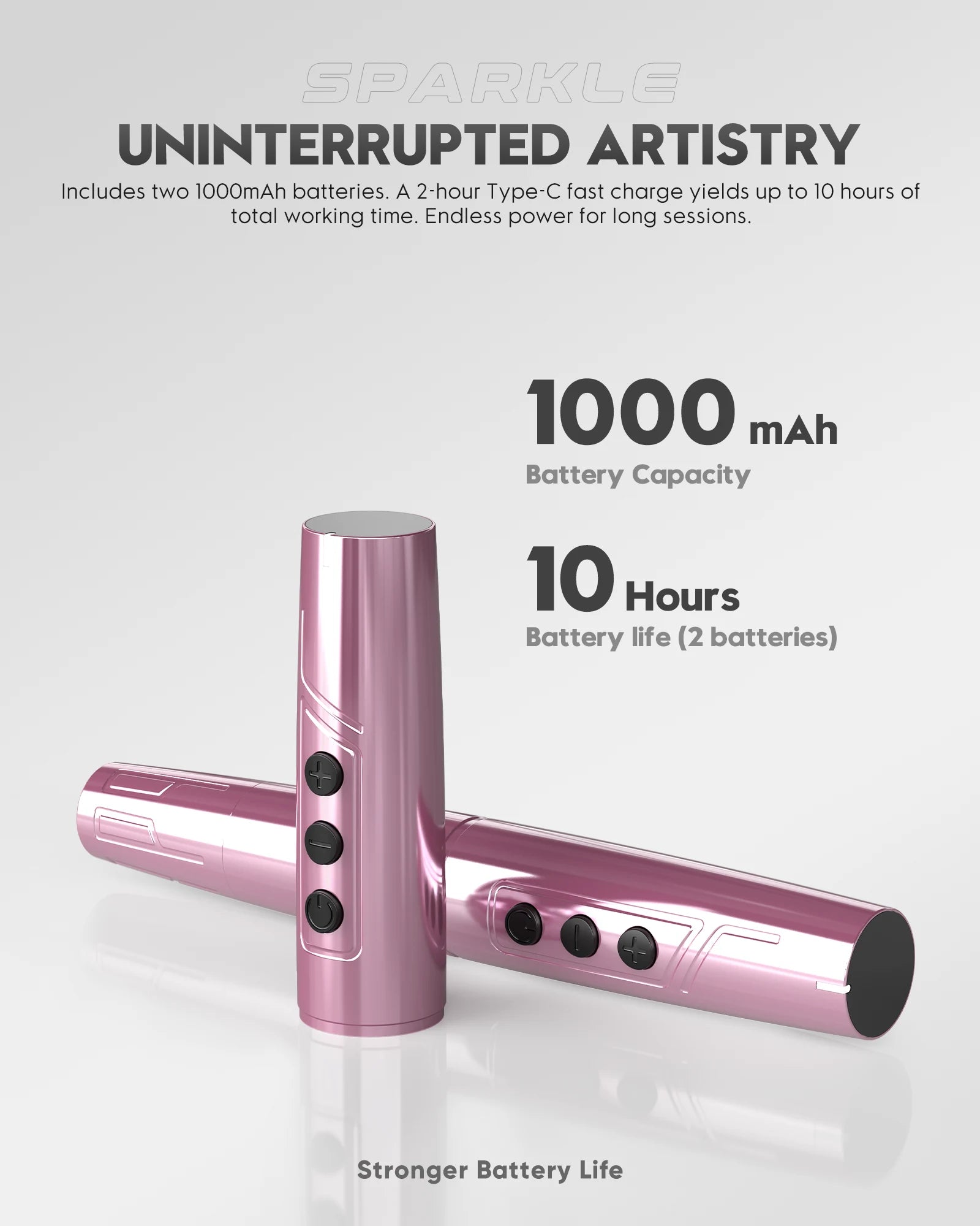 Biomaser TP006 Wireless PMU Machine in Pink, professional tattoo machine for eyebrows and lips.