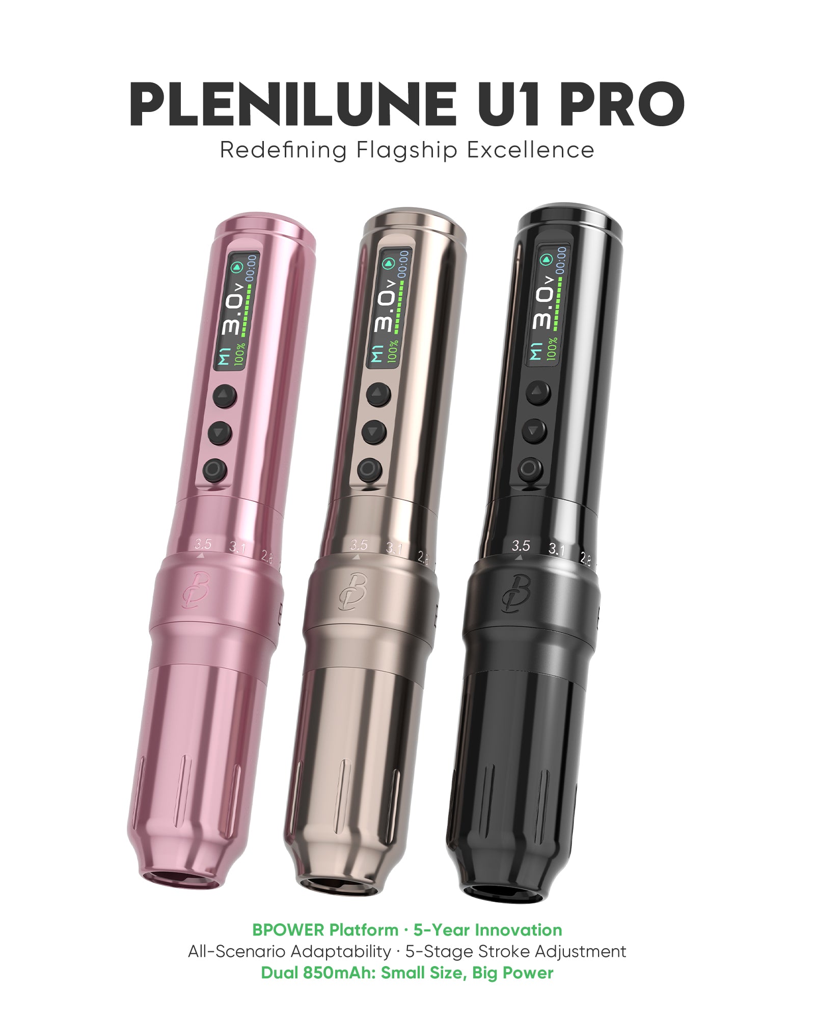Biomaser Plenilune U1 Pro Wireless Tattoo & PMU Machine With Adjustable Stroke
